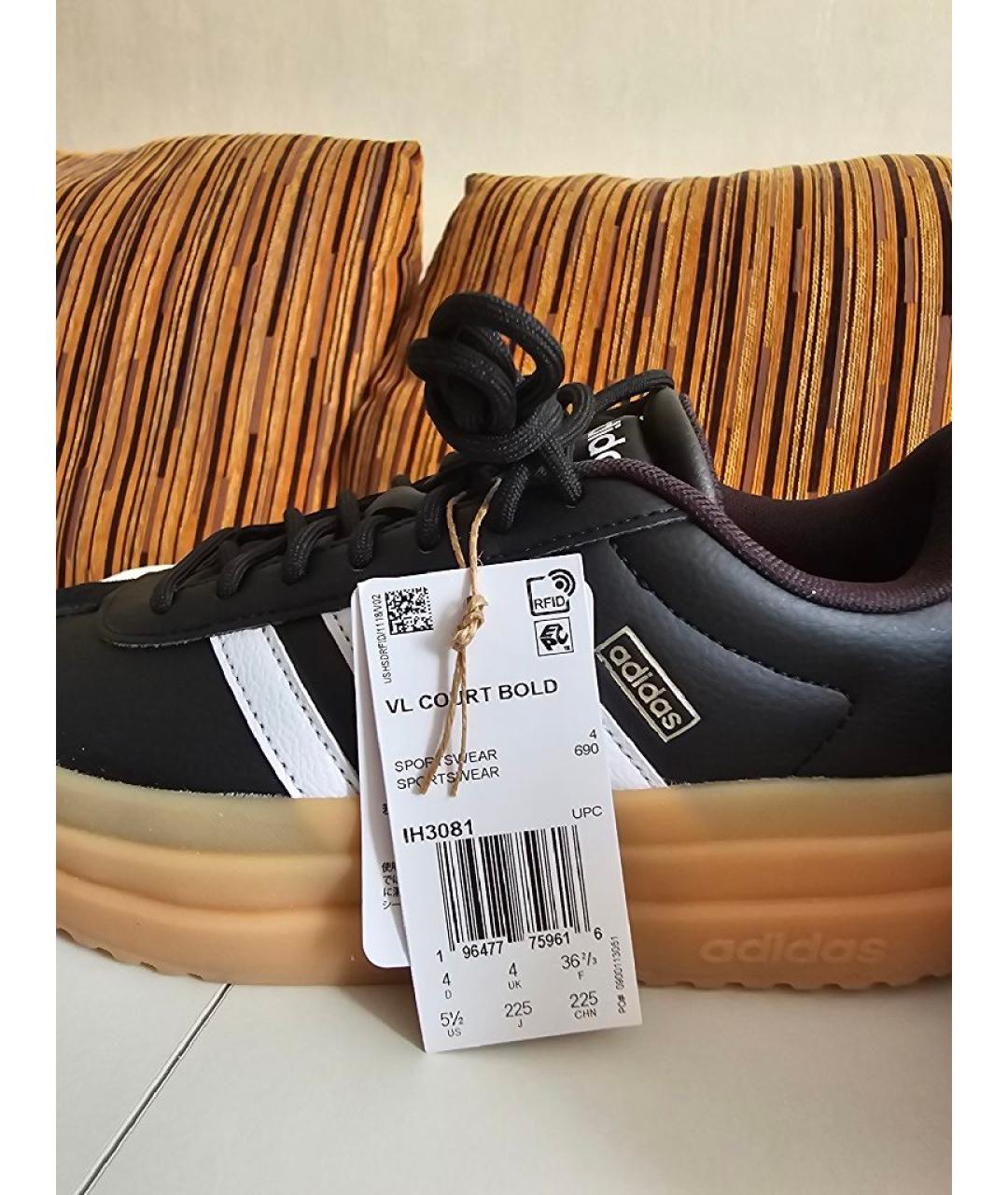 ADIDAS Черные кожаные кеды, фото 5