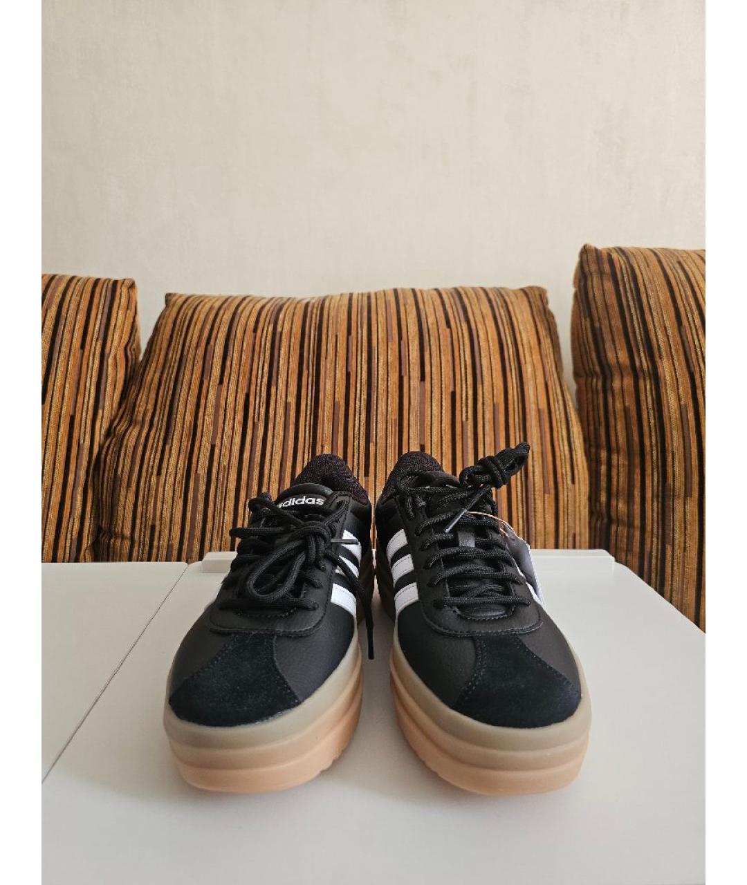 ADIDAS Черные кожаные кеды, фото 2