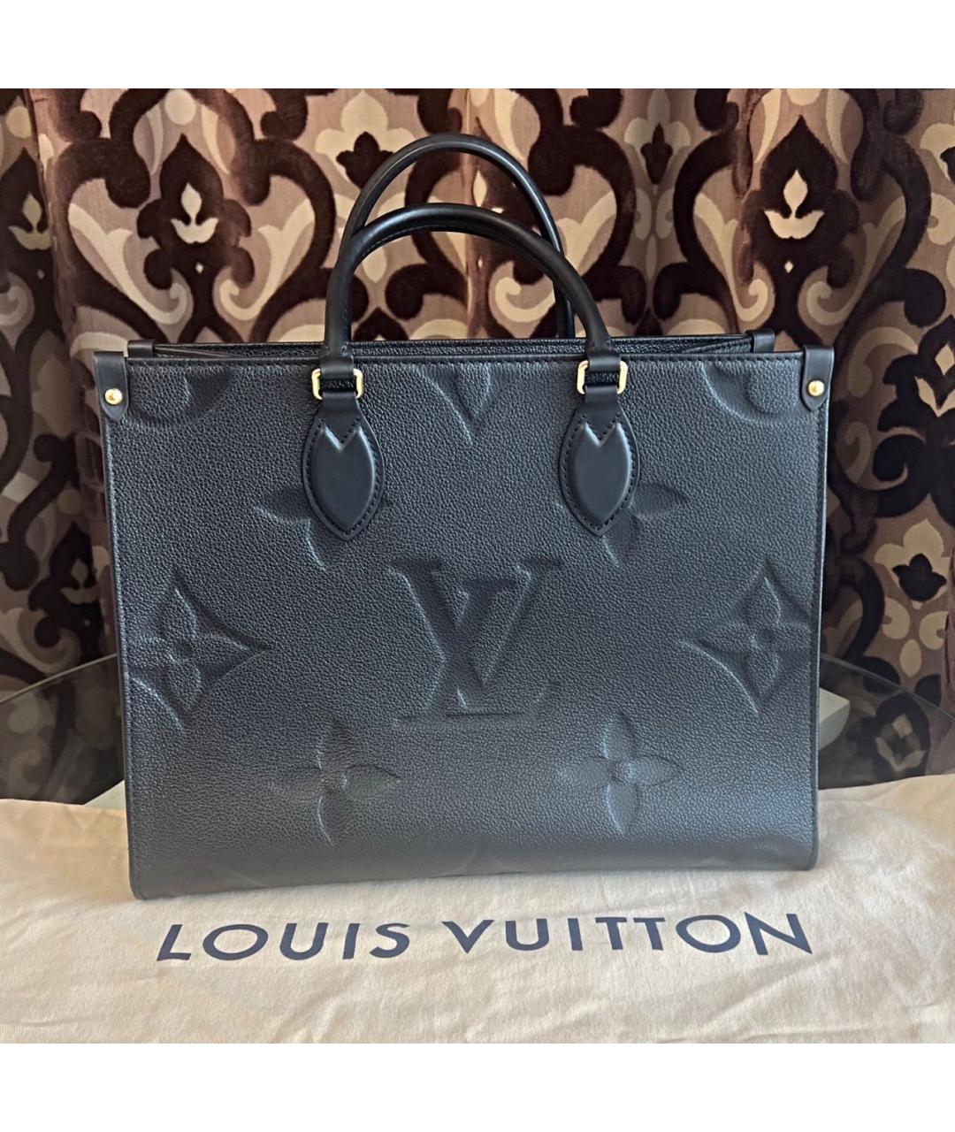 LOUIS VUITTON Черная кожаная сумка тоут, фото 2