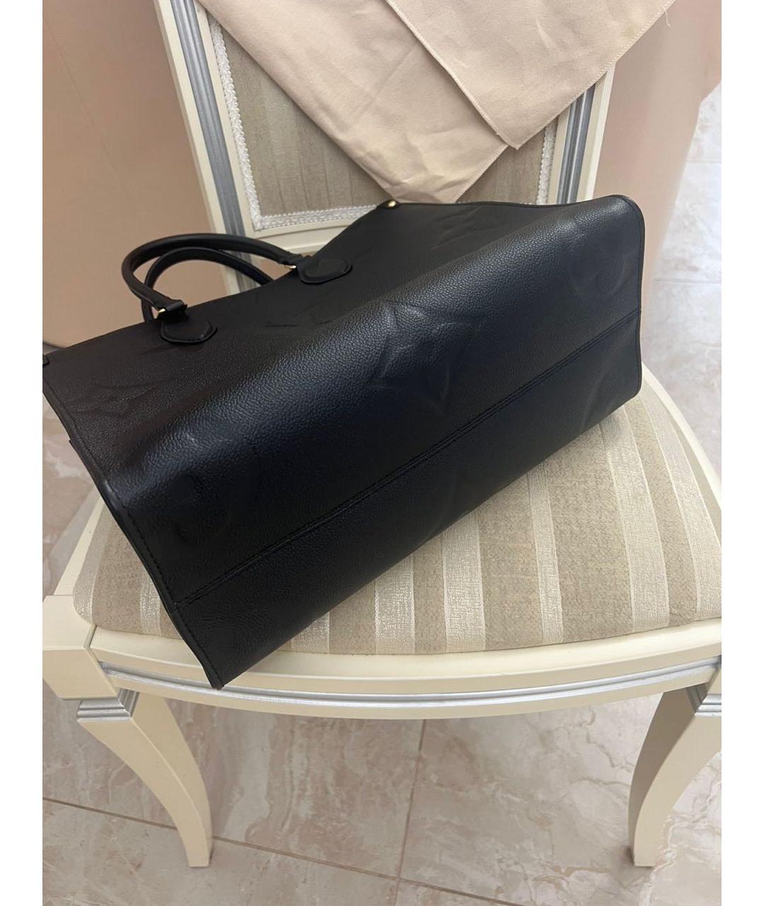 LOUIS VUITTON Черная кожаная сумка тоут, фото 7