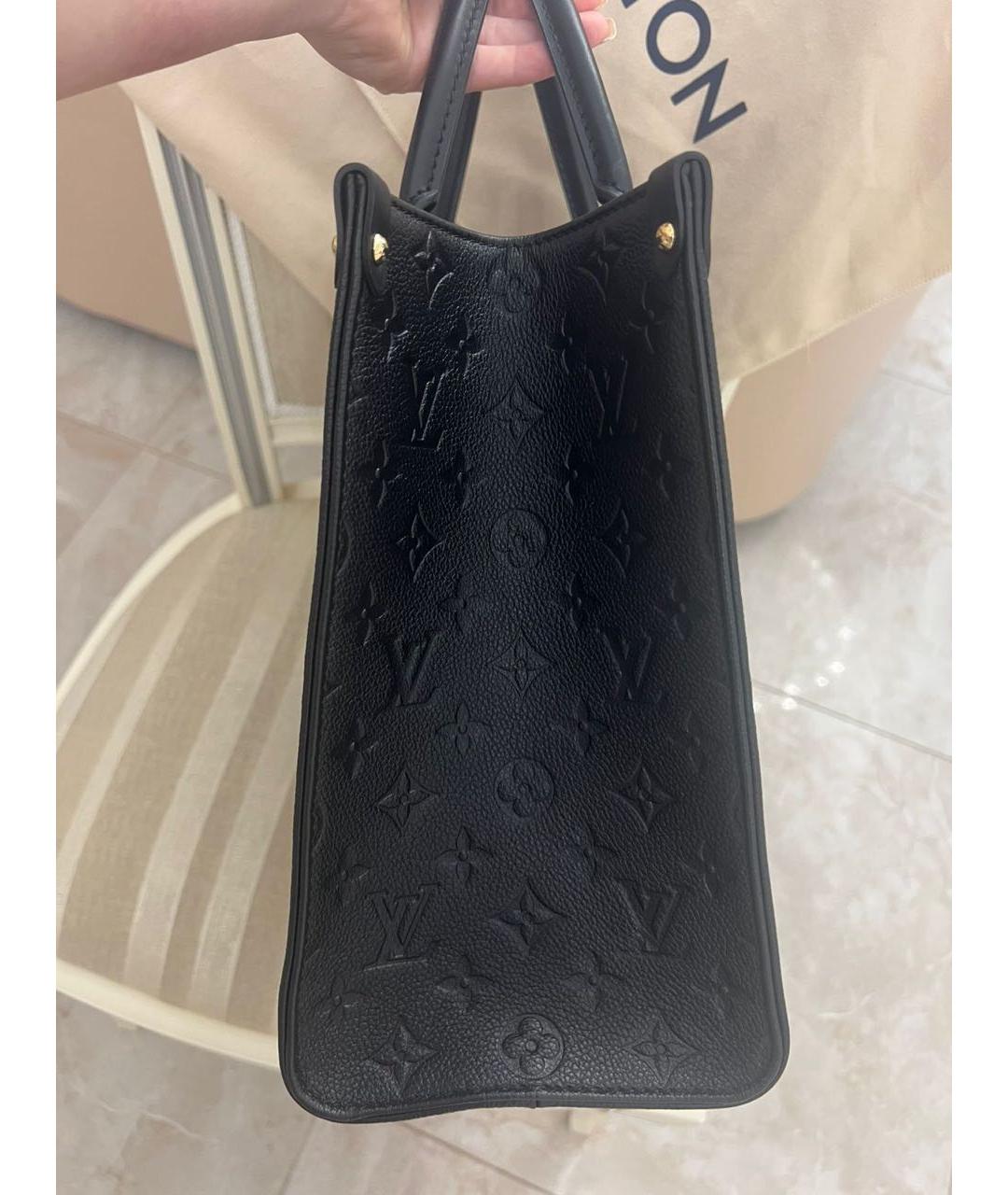 LOUIS VUITTON Черная кожаная сумка тоут, фото 8