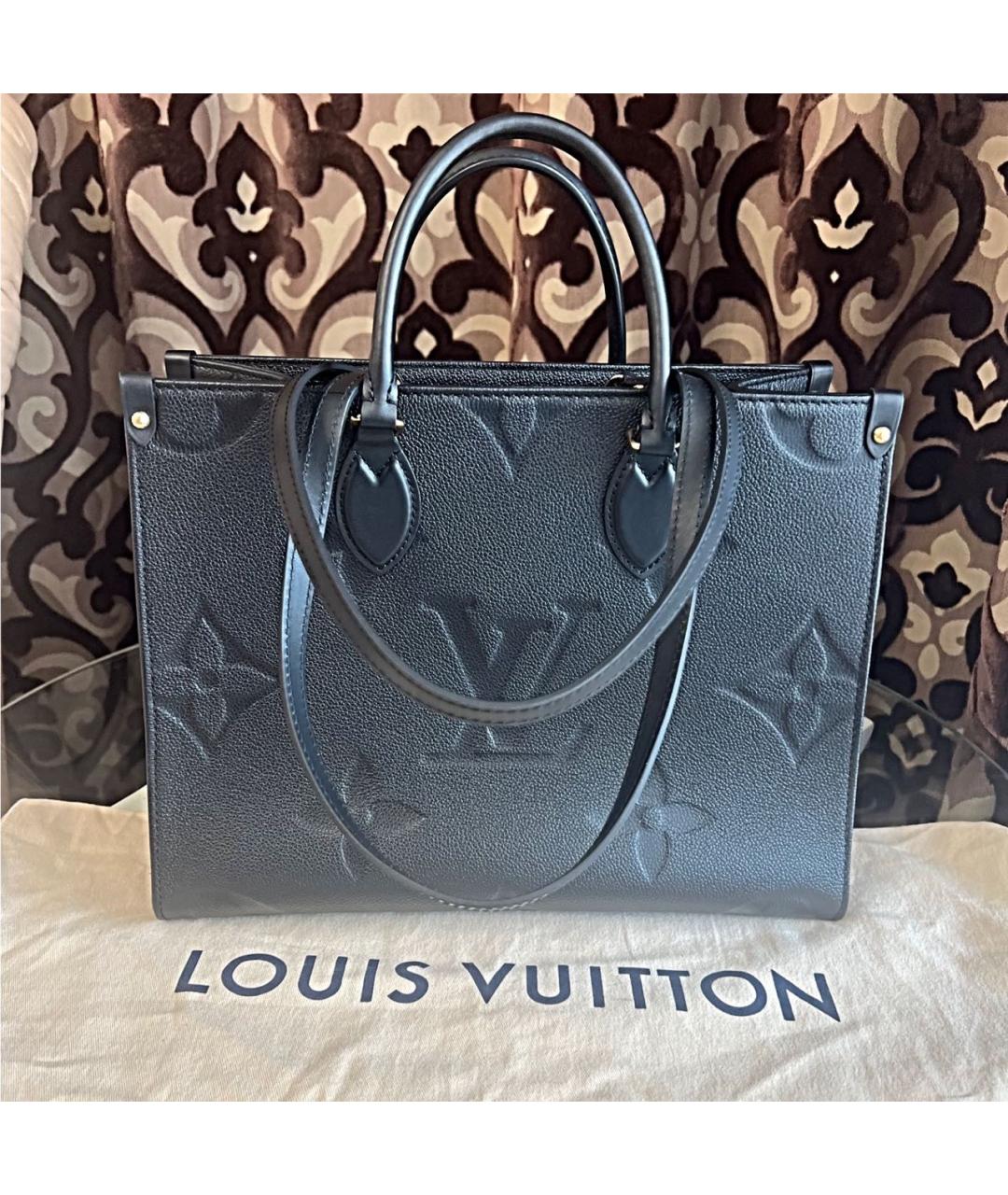 LOUIS VUITTON Черная кожаная сумка тоут, фото 9