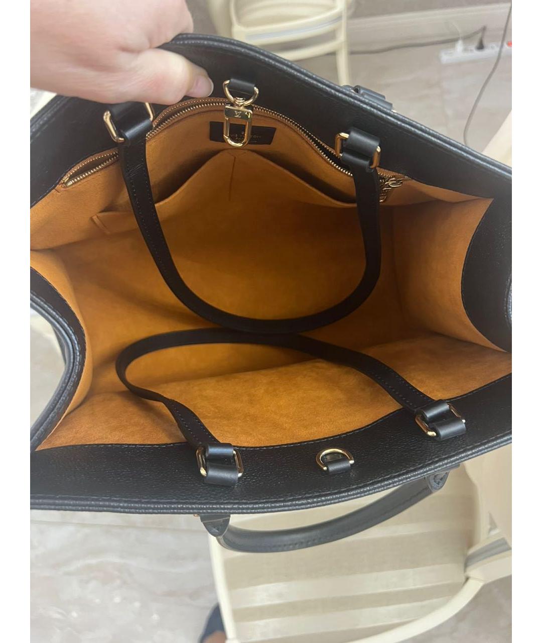 LOUIS VUITTON Черная кожаная сумка тоут, фото 5