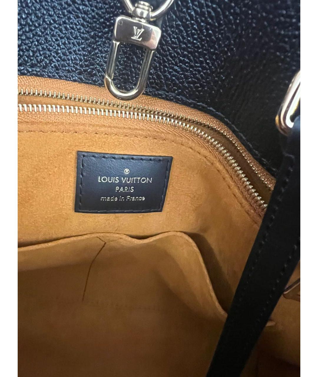 LOUIS VUITTON Черная кожаная сумка тоут, фото 4