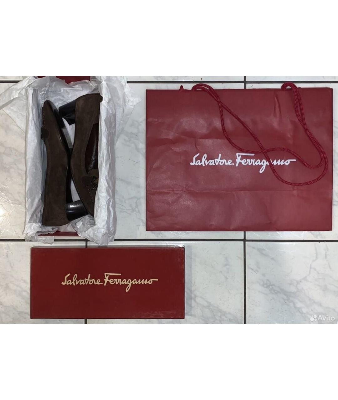 FERRAGAMO Коричневые замшевые лоферы, фото 7
