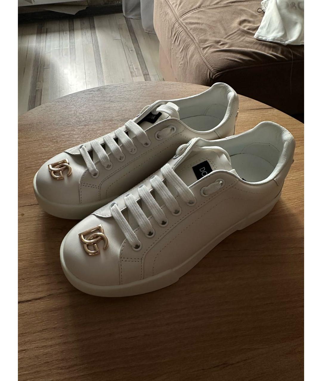 DOLCE&GABBANA Белые кожаные кеды, фото 3