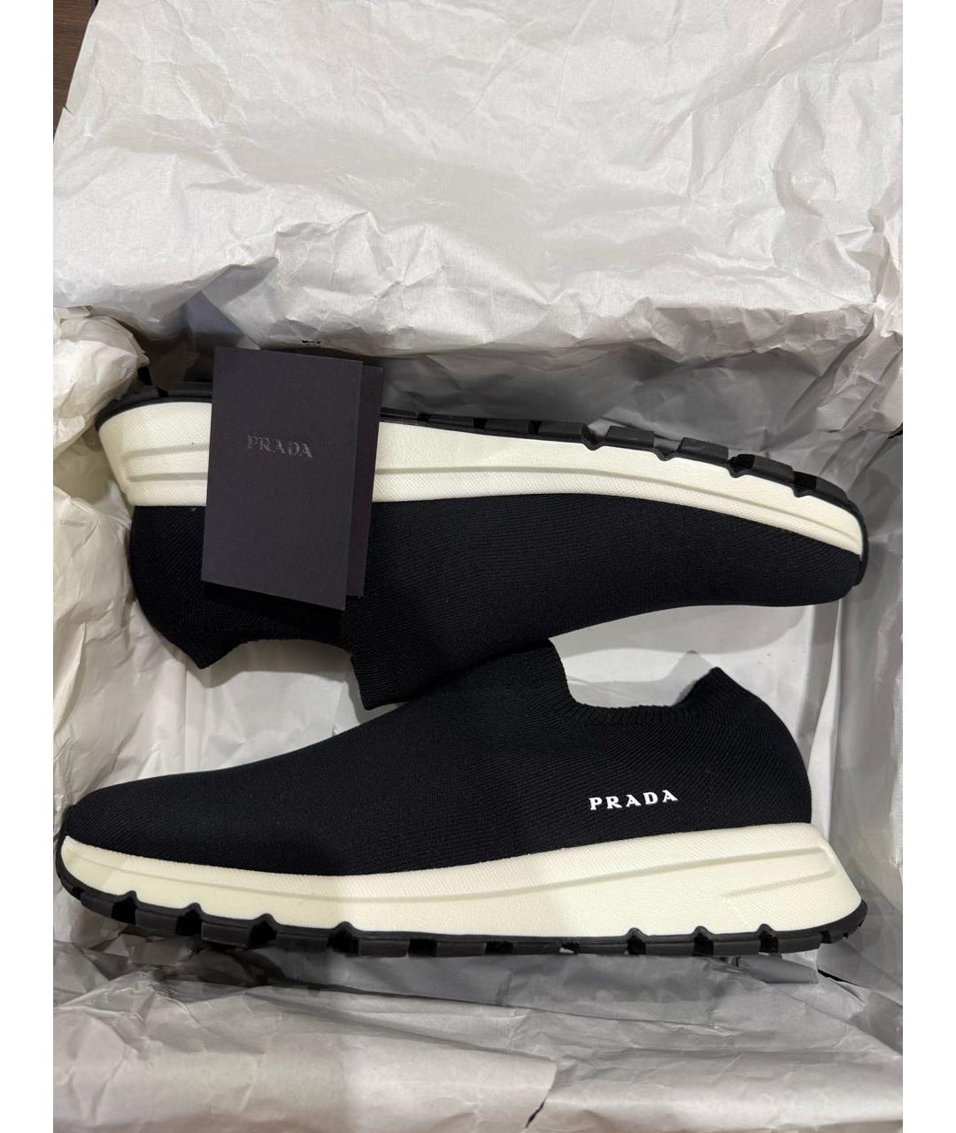 PRADA Черные текстильные низкие кроссовки / кеды, фото 6
