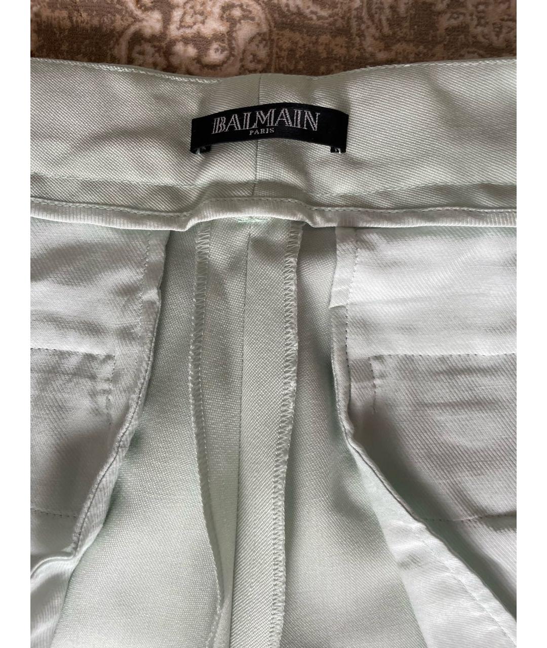 BALMAIN Салатовые шерстяные прямые брюки, фото 5