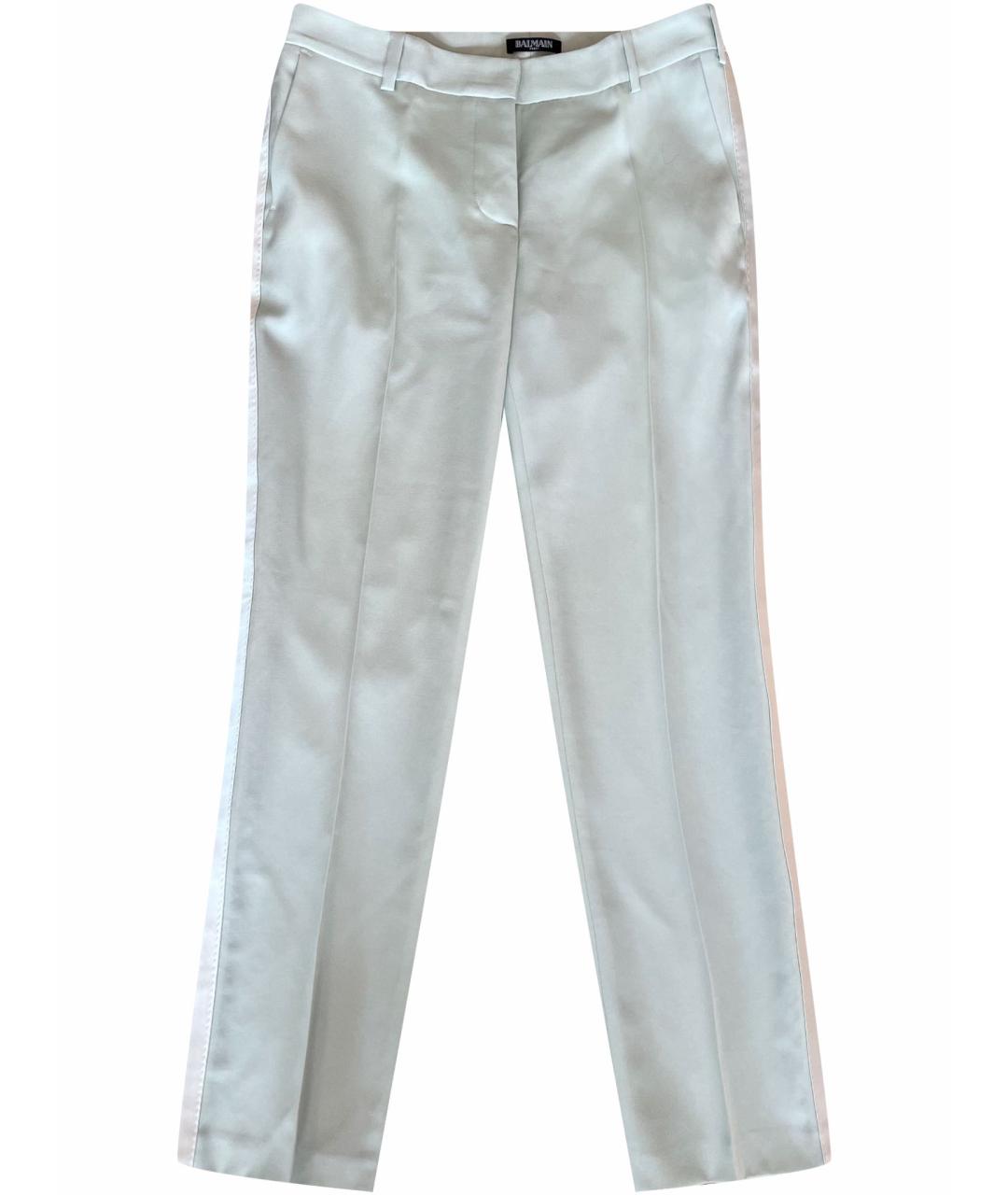 BALMAIN Салатовые шерстяные прямые брюки, фото 1