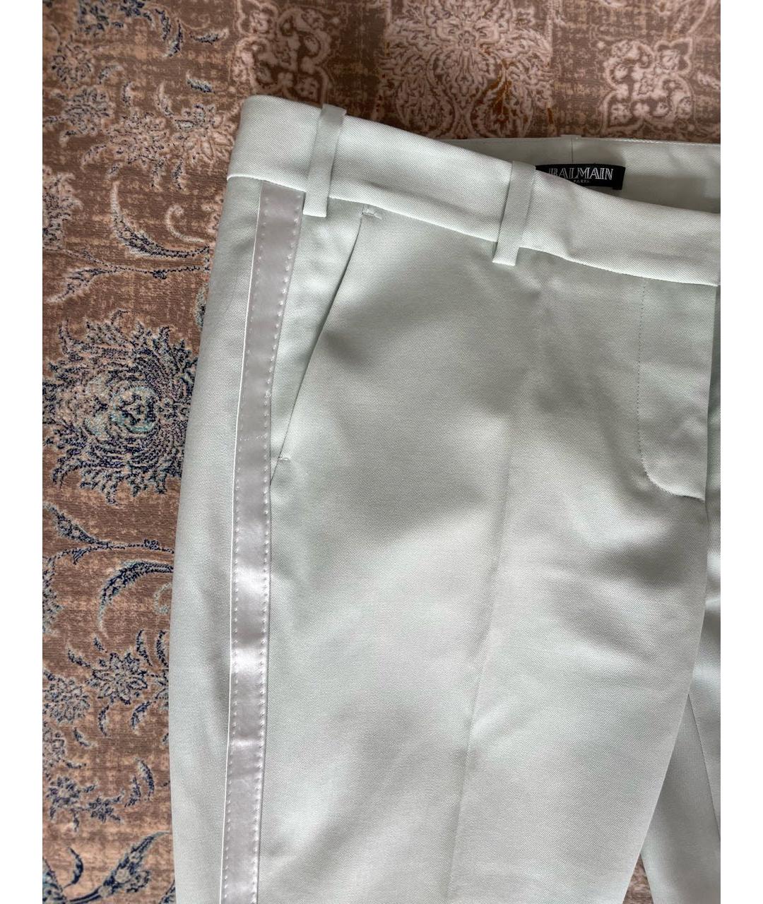 BALMAIN Салатовые шерстяные прямые брюки, фото 4