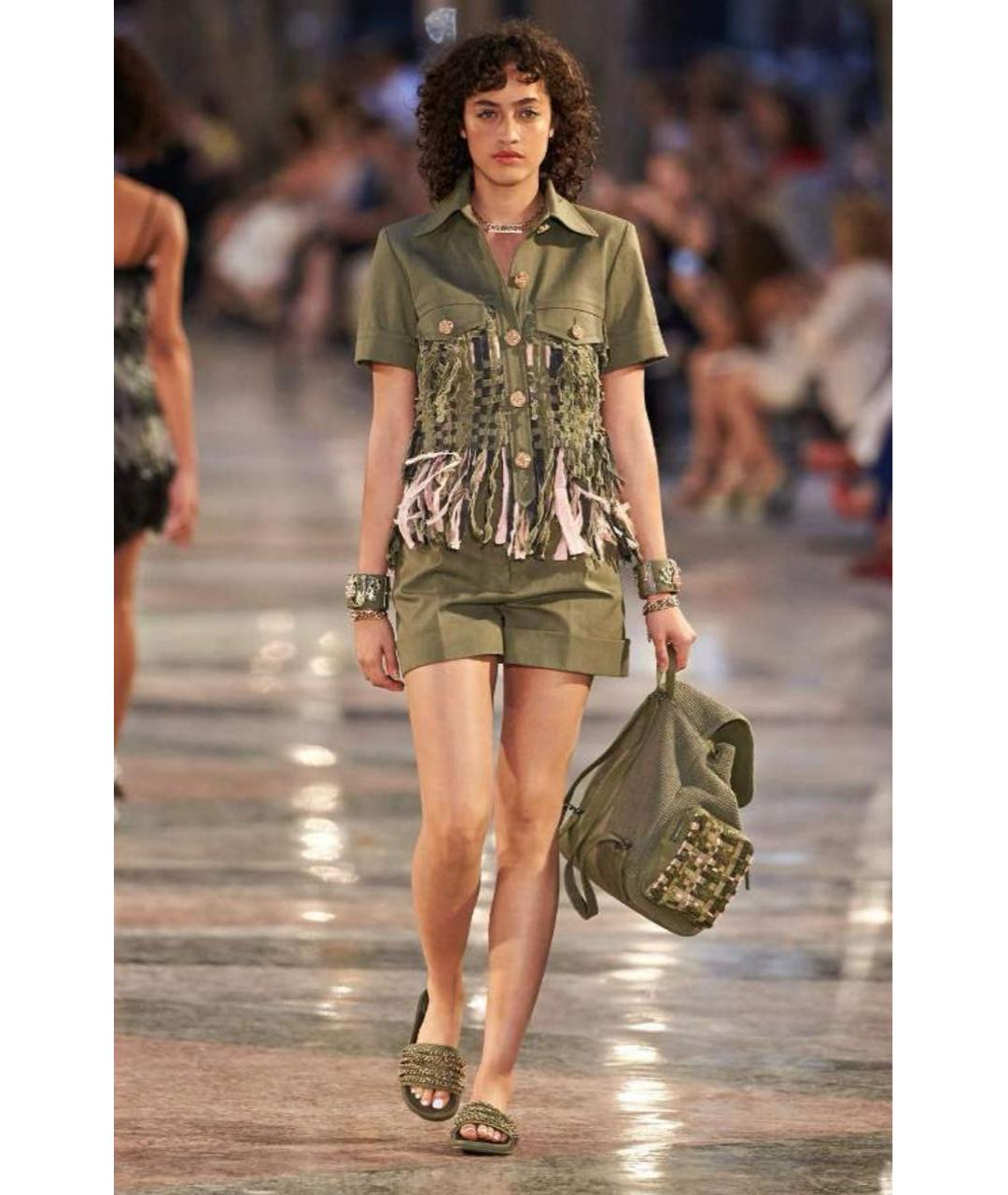 CHANEL Хаки хлопковые шорты, фото 7
