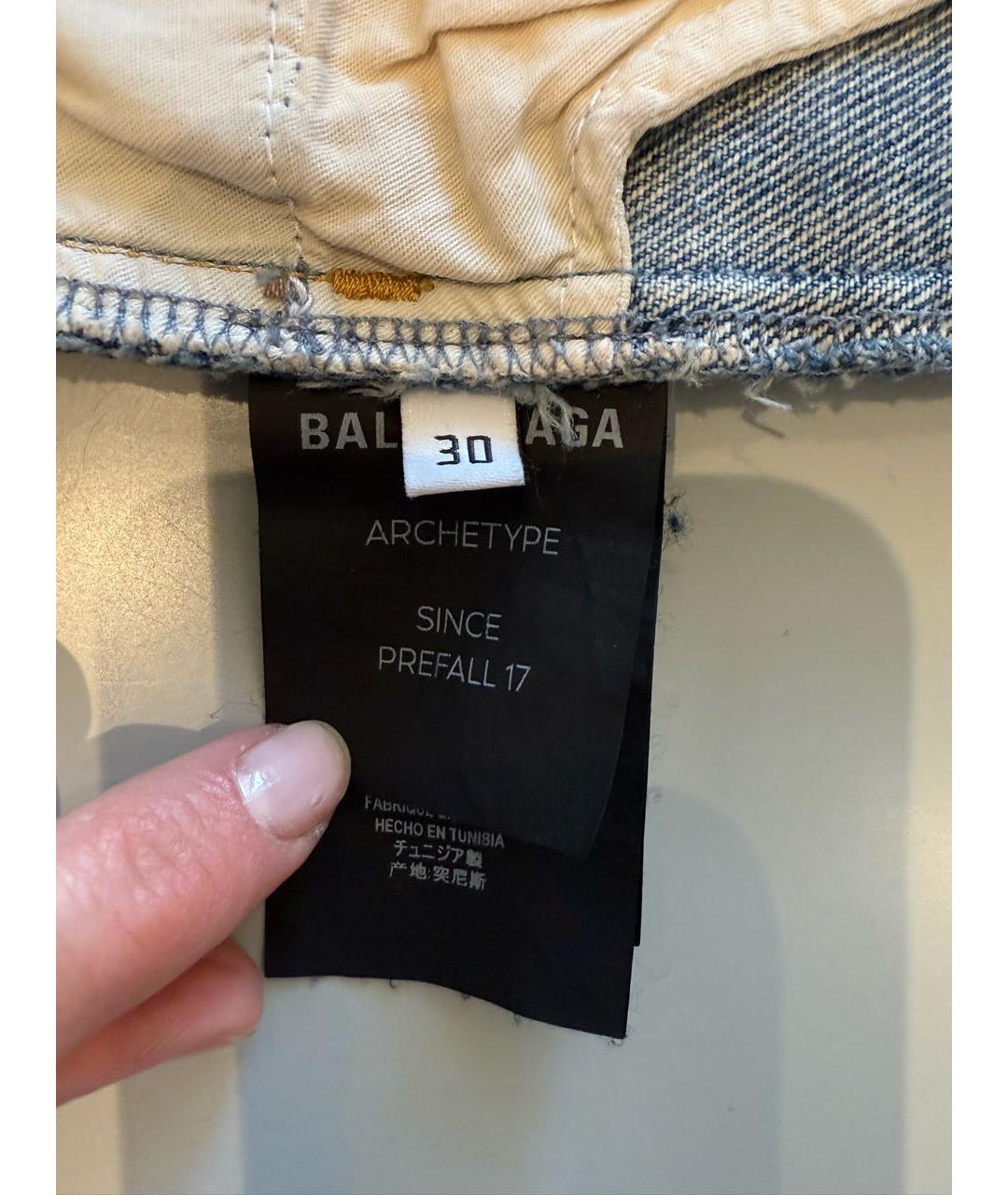 BALENCIAGA Голубые хлопковые джинсы слим, фото 3