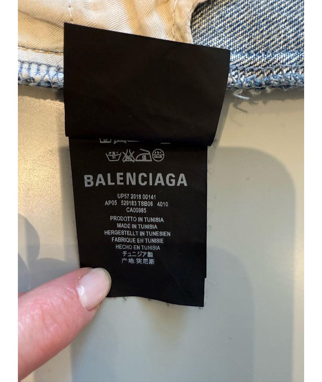 BALENCIAGA Голубые хлопковые джинсы слим, фото 4