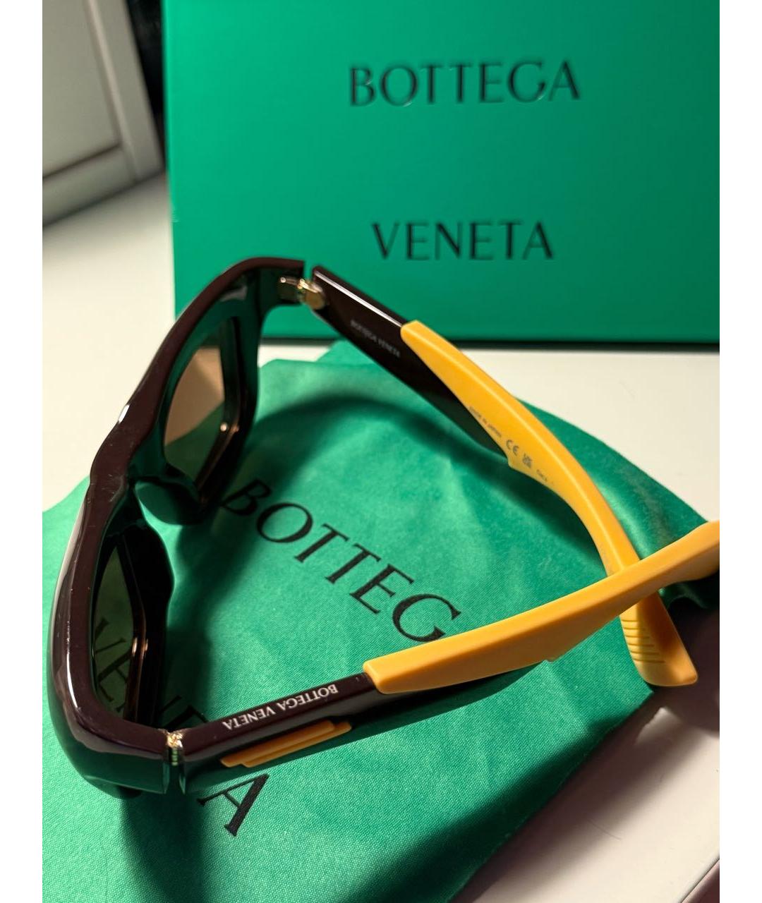 BOTTEGA VENETA Коричневые пластиковые солнцезащитные очки, фото 5