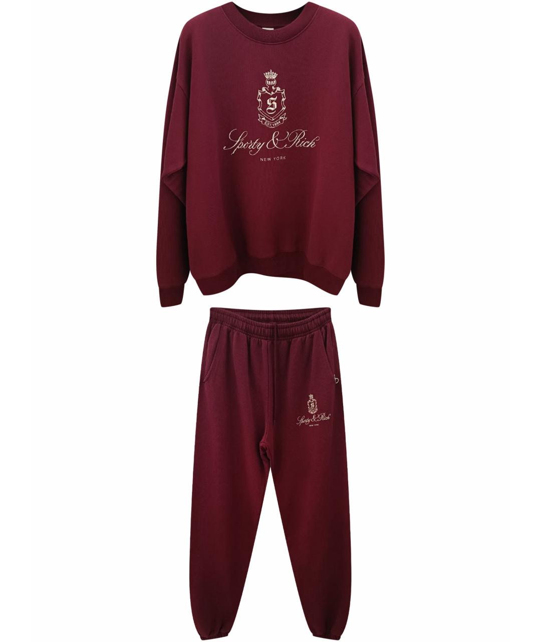 SPORTY AND RICH Бордовый хлопковый спортивные костюмы, фото 1