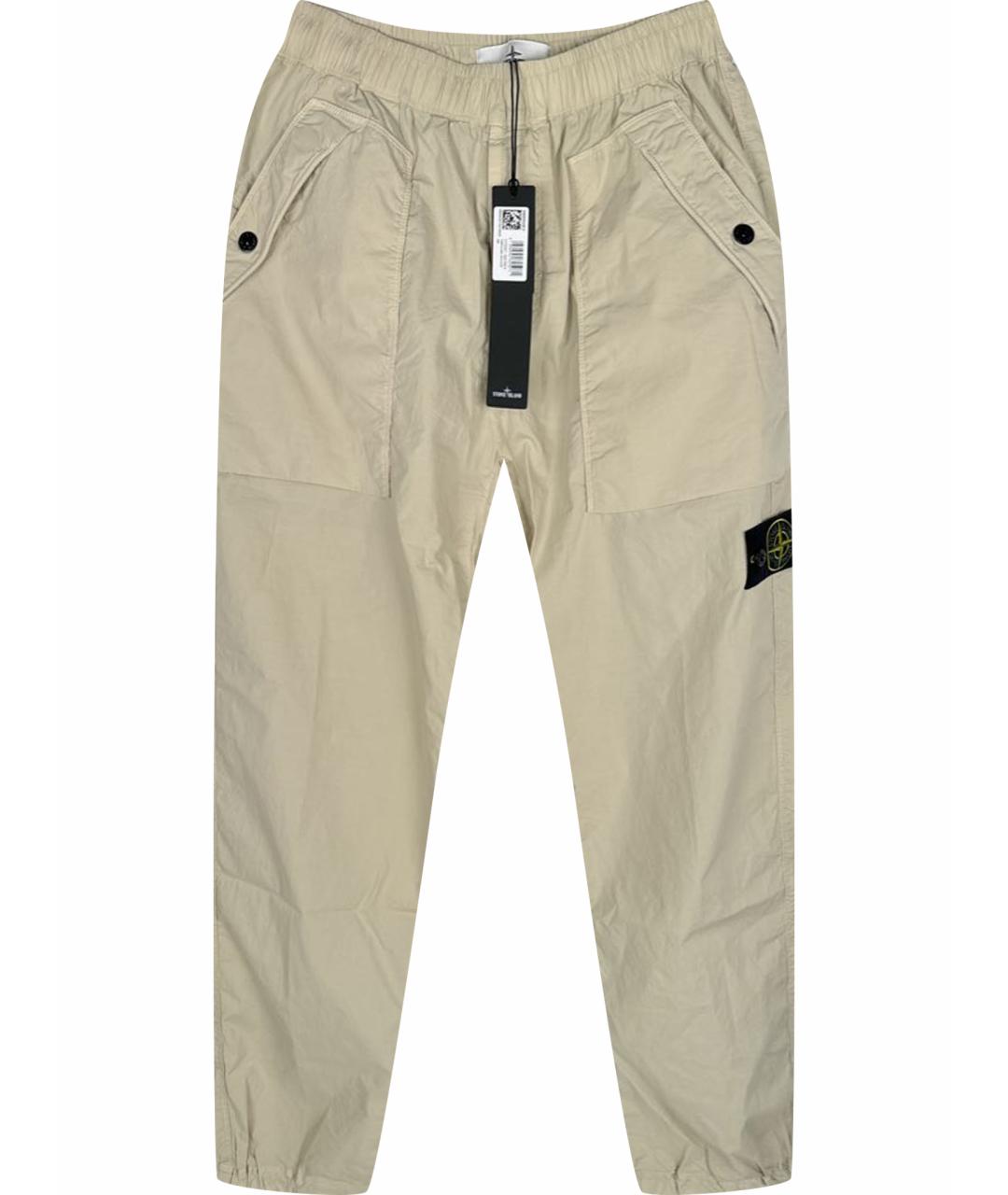 STONE ISLAND Бежевые хлопковые брюки чинос, фото 1