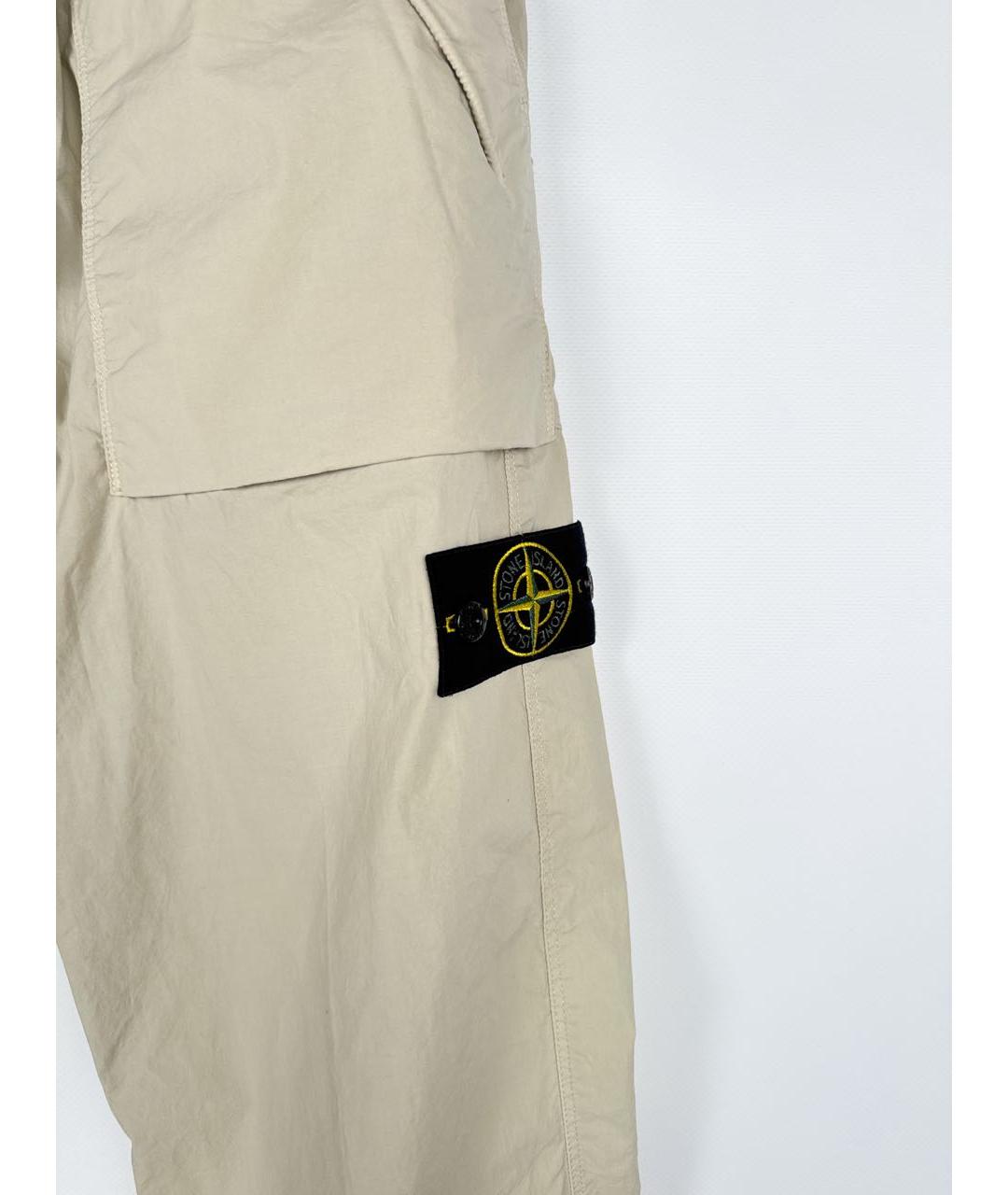 STONE ISLAND Бежевые хлопковые брюки чинос, фото 3