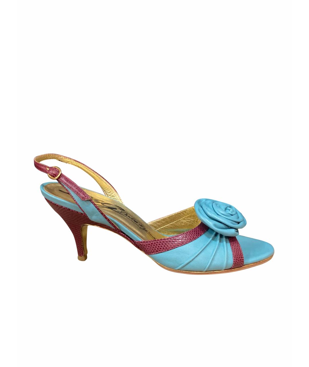 DOLCE&GABBANA Голубые кожаные босоножки, фото 1