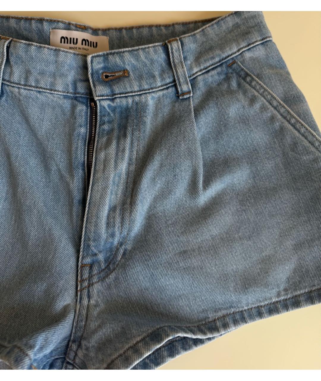 MIU MIU Голубые деним шорты, фото 6