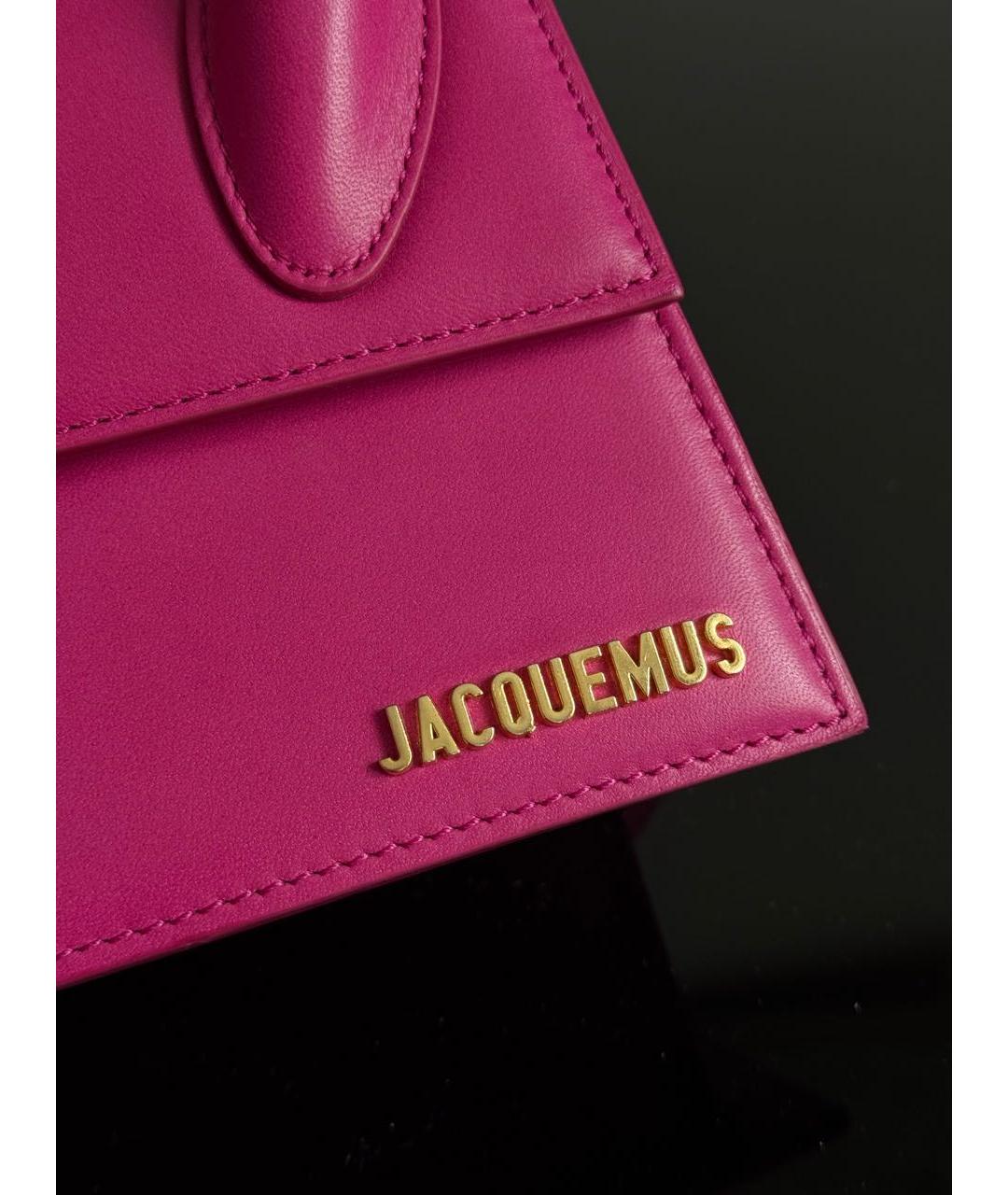 JACQUEMUS Розовая кожаная сумка с короткими ручками, фото 6