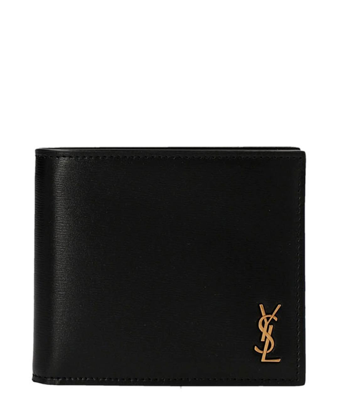 SAINT LAURENT Черный кожаный кошелек, фото 1
