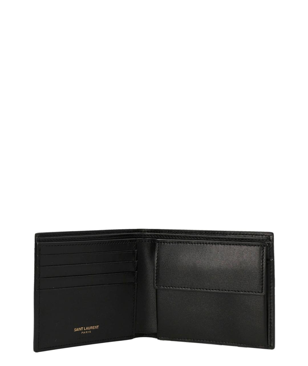 SAINT LAURENT Черный кожаный кошелек, фото 3