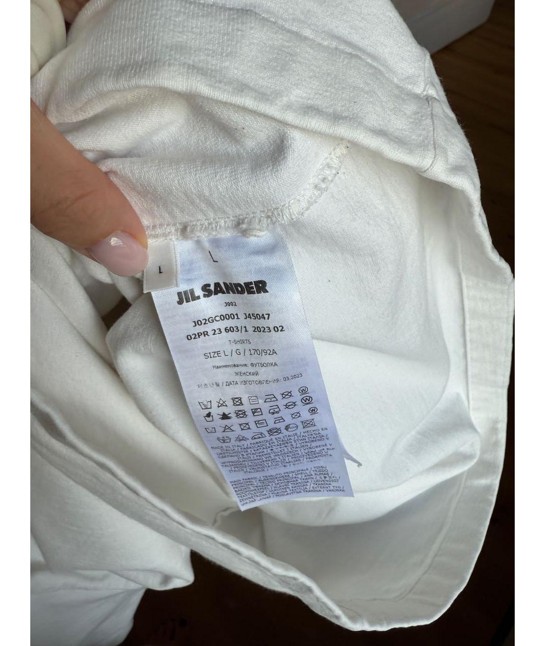 JIL SANDER Белая хлопковая футболка, фото 6