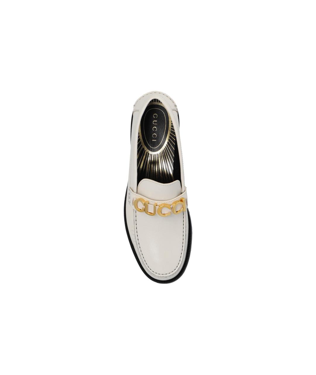 GUCCI Белые кожаные лоферы, фото 5