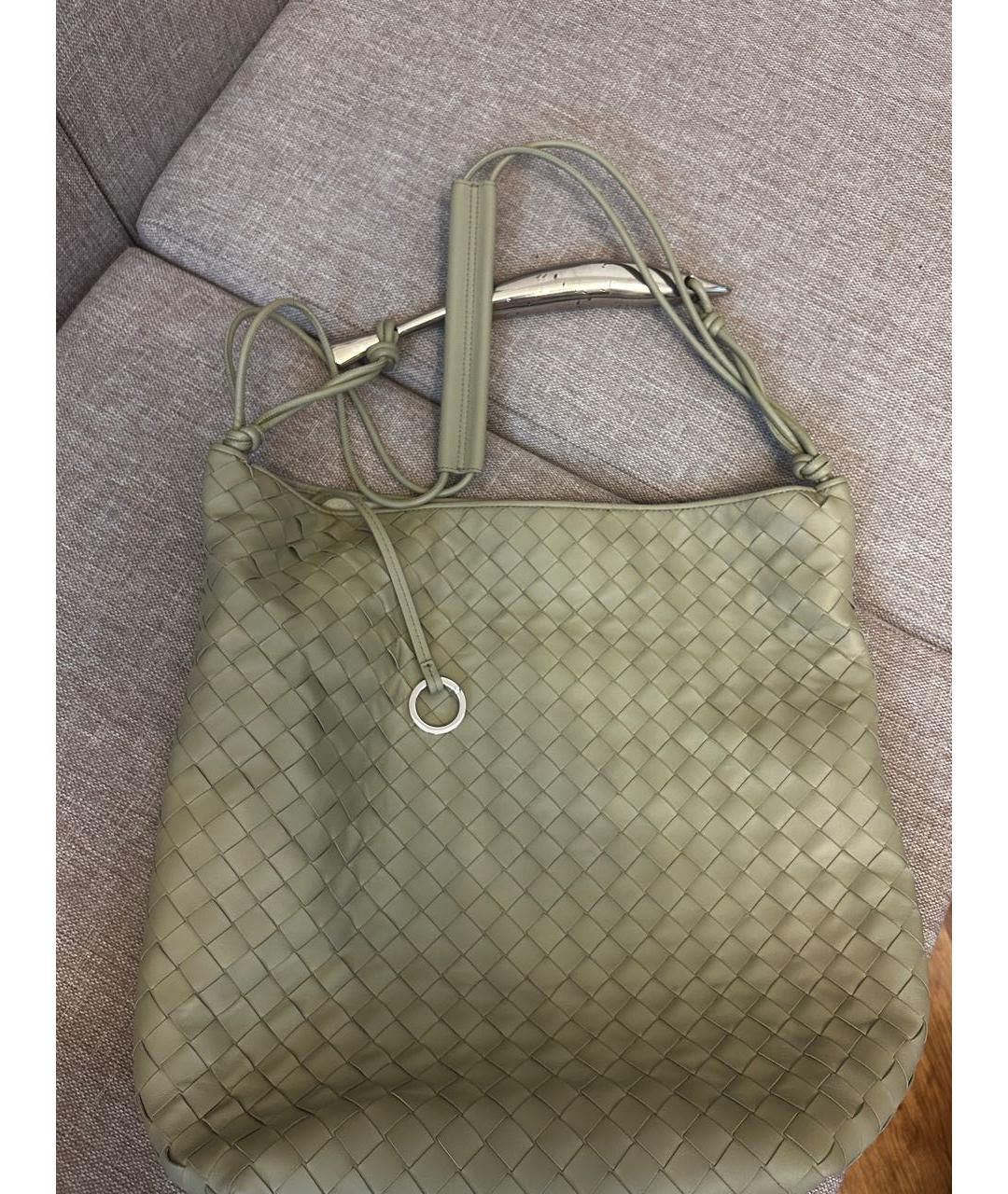 BOTTEGA VENETA Салатовая кожаная сумка тоут, фото 4