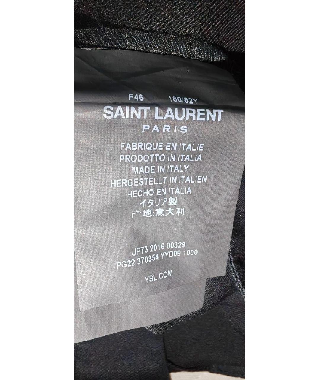 SAINT LAURENT Черные шерстяные брюки узкие, фото 7