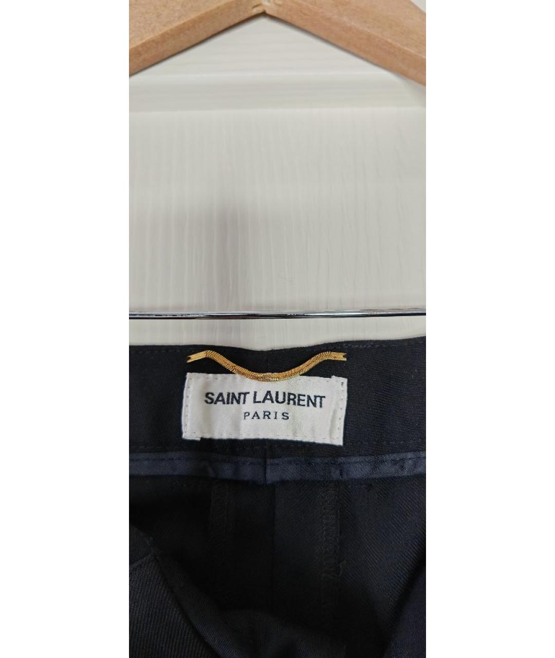 SAINT LAURENT Черные шерстяные брюки узкие, фото 3