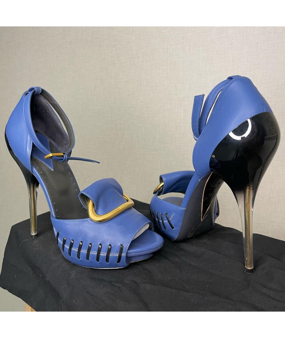 VERSACE Синие кожаные туфли, фото 5