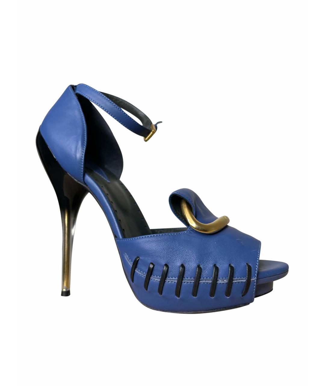 VERSACE Синие кожаные туфли, фото 1