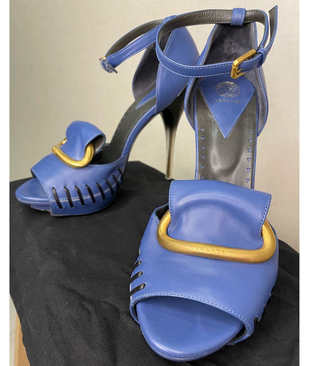 VERSACE Синие кожаные туфли, фото 7