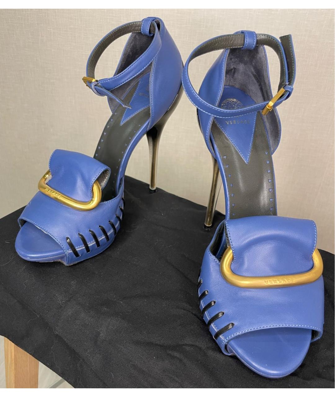 VERSACE Синие кожаные туфли, фото 2