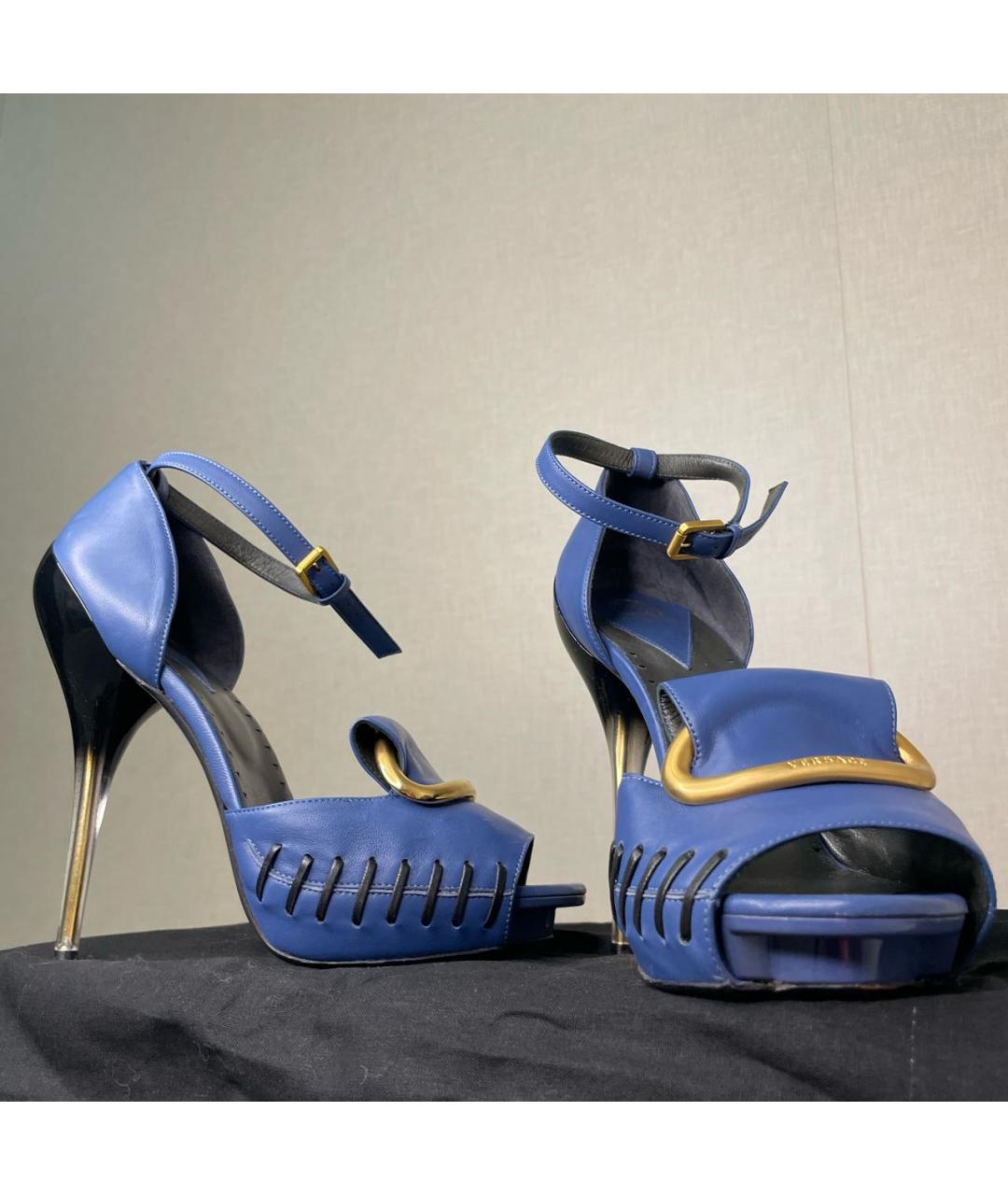 VERSACE Синие кожаные туфли, фото 4