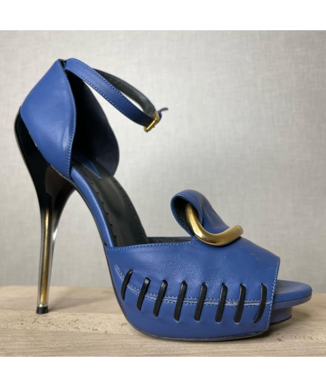 VERSACE Синие кожаные туфли, фото 9