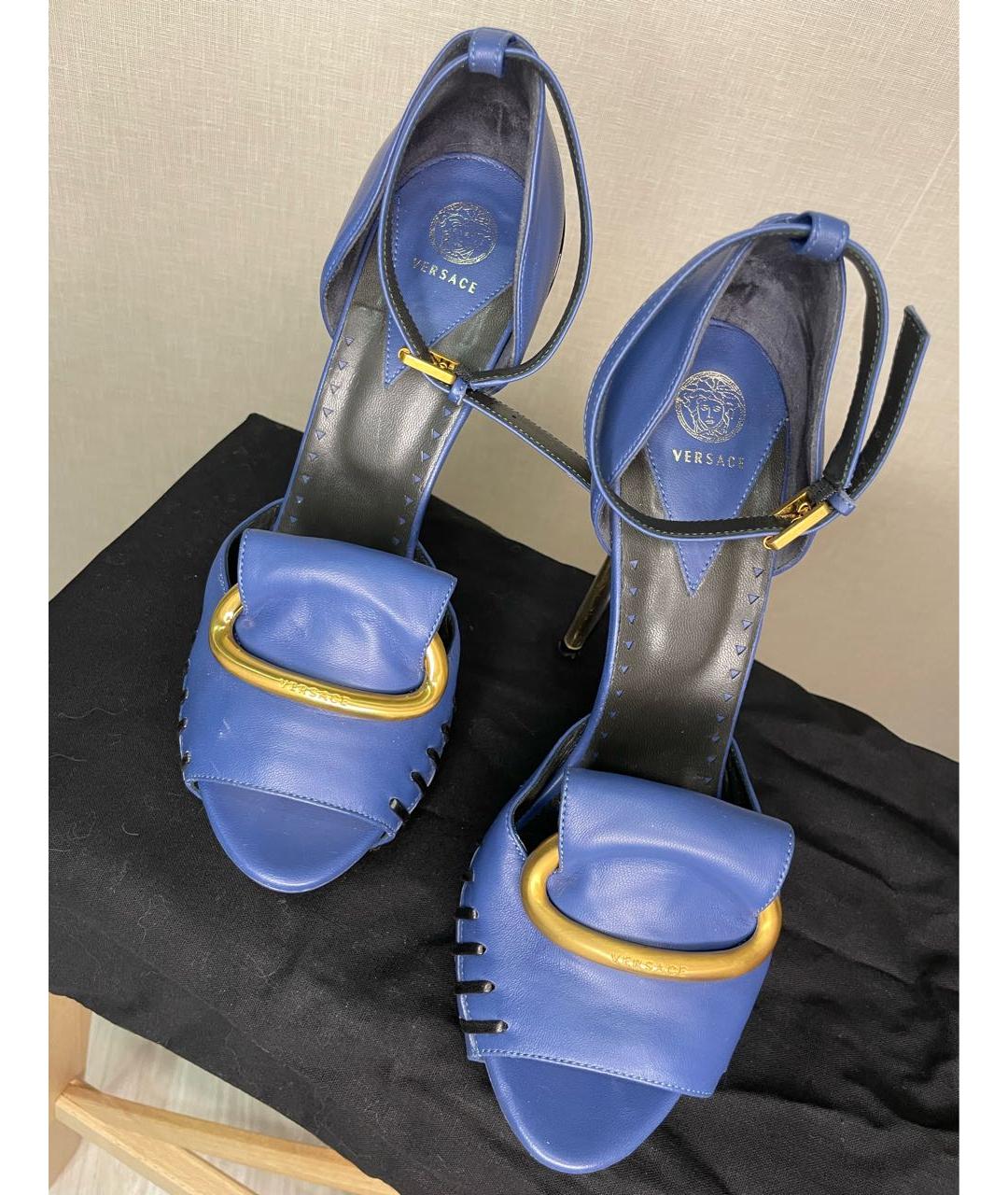 VERSACE Синие кожаные туфли, фото 6