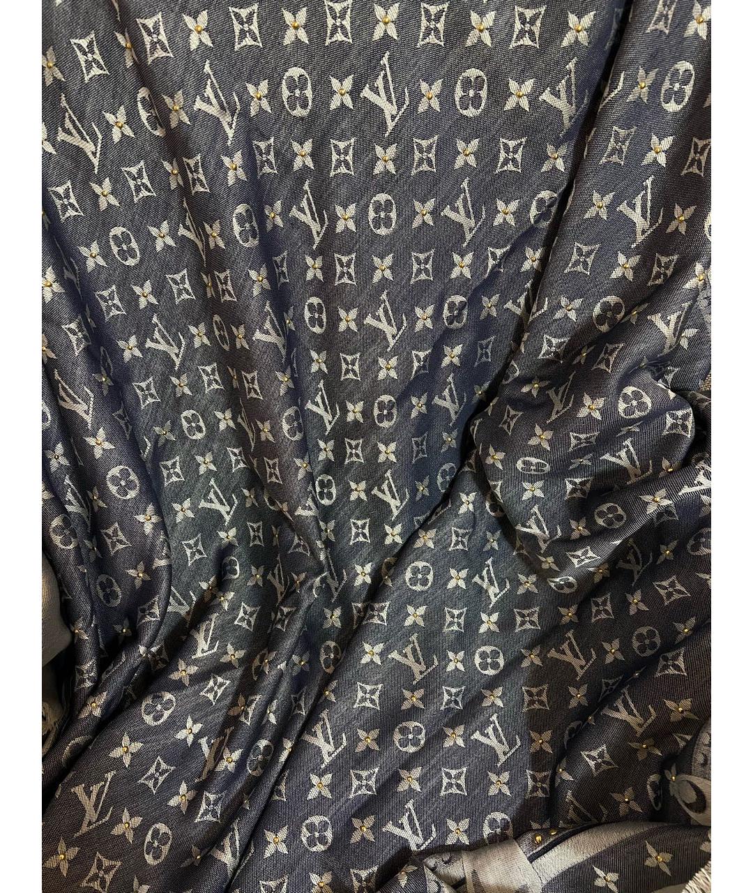 LOUIS VUITTON Голубой шелковый платок, фото 4