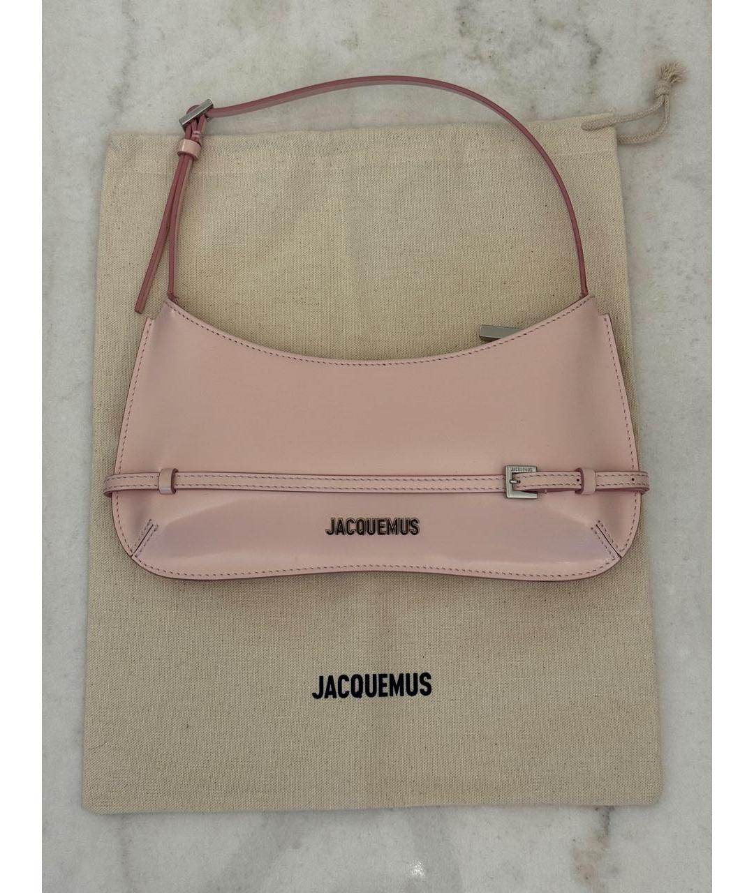 JACQUEMUS Розовая кожаная сумка с короткими ручками, фото 7