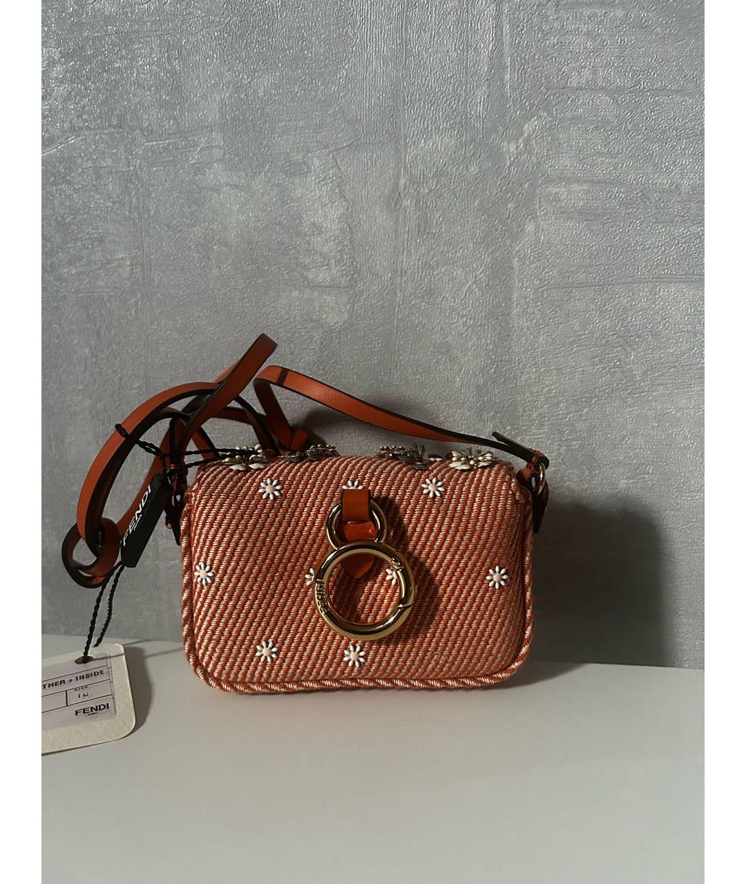 FENDI Оранжевая тканевая сумка через плечо, фото 3