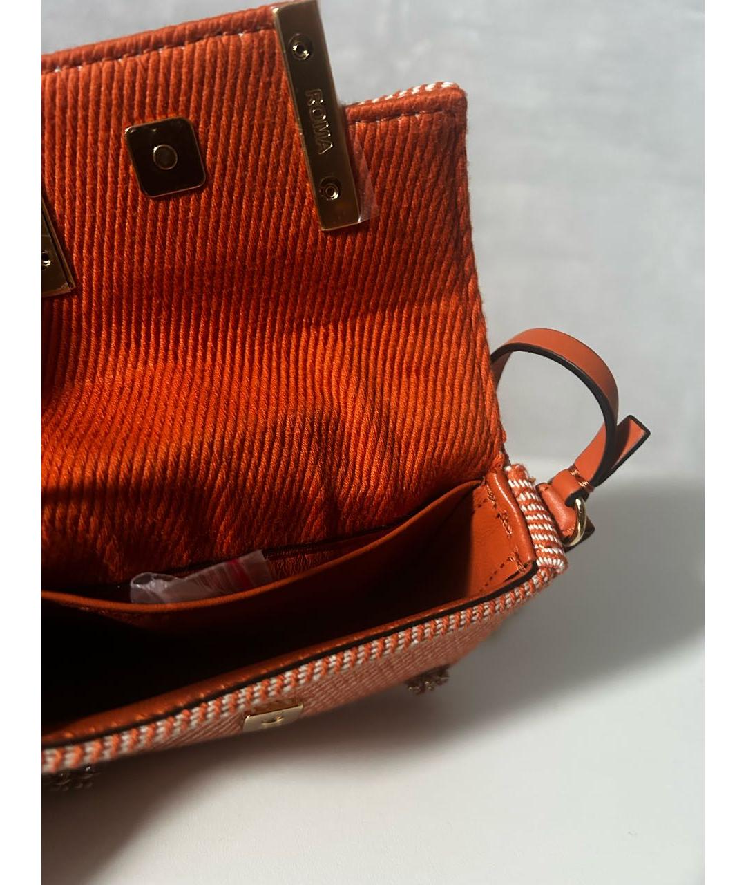 FENDI Оранжевая тканевая сумка через плечо, фото 4