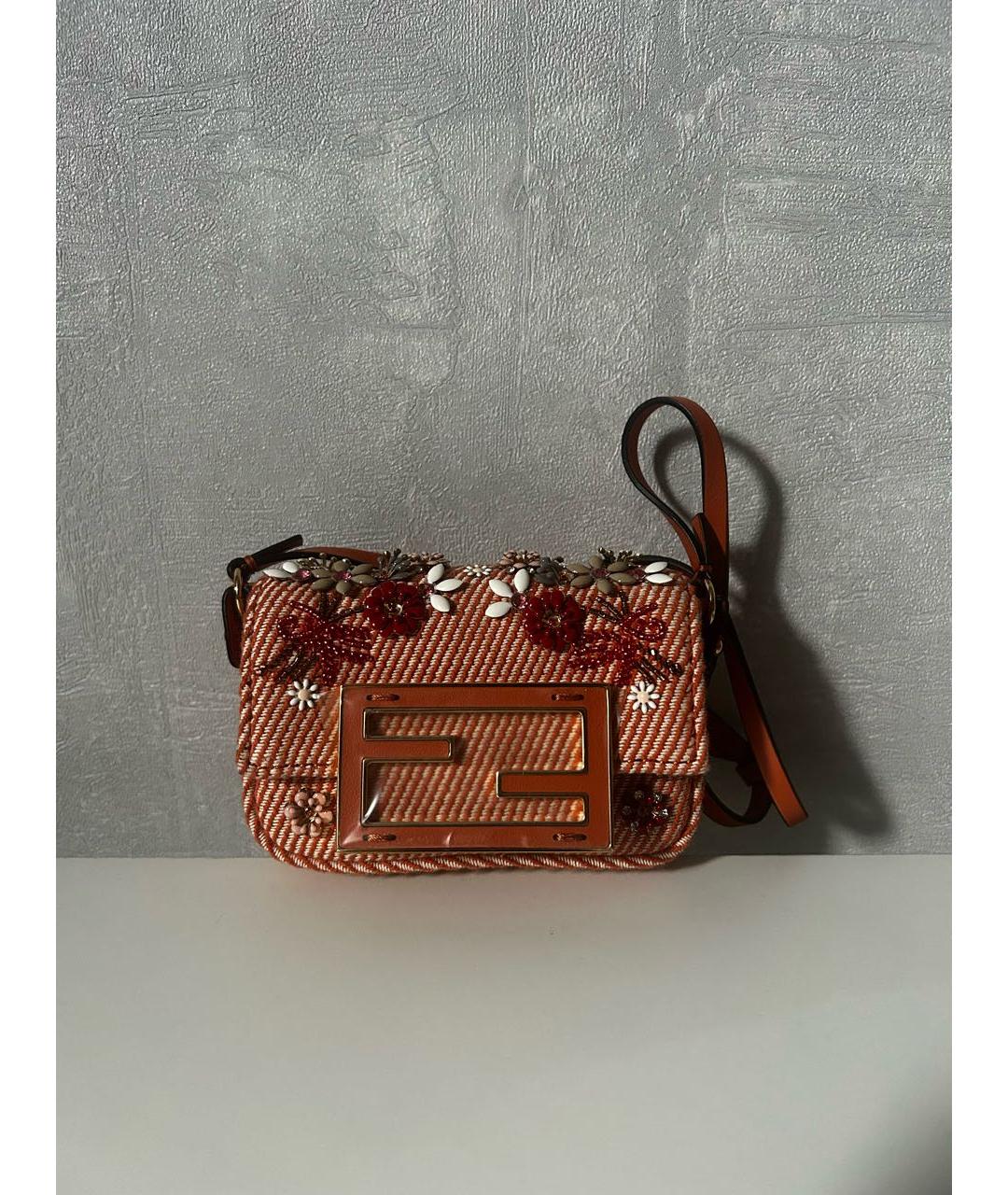 FENDI Оранжевая тканевая сумка через плечо, фото 5