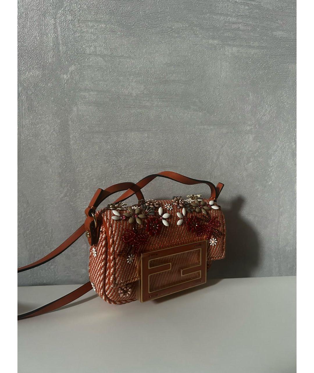 FENDI Оранжевая тканевая сумка через плечо, фото 2
