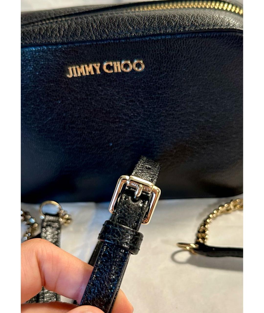 JIMMY CHOO Черная кожаная сумка через плечо, фото 5