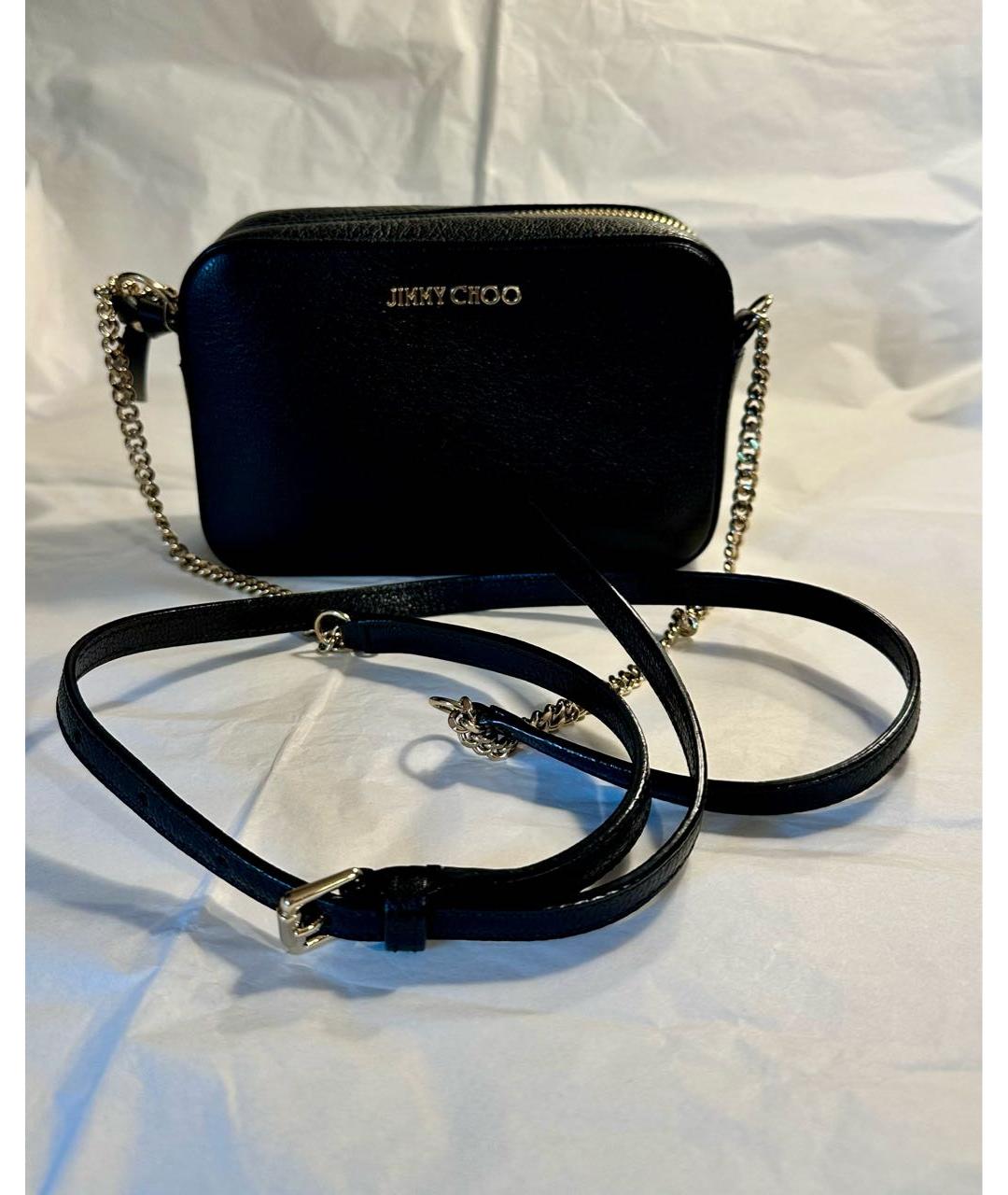 JIMMY CHOO Черная кожаная сумка через плечо, фото 2