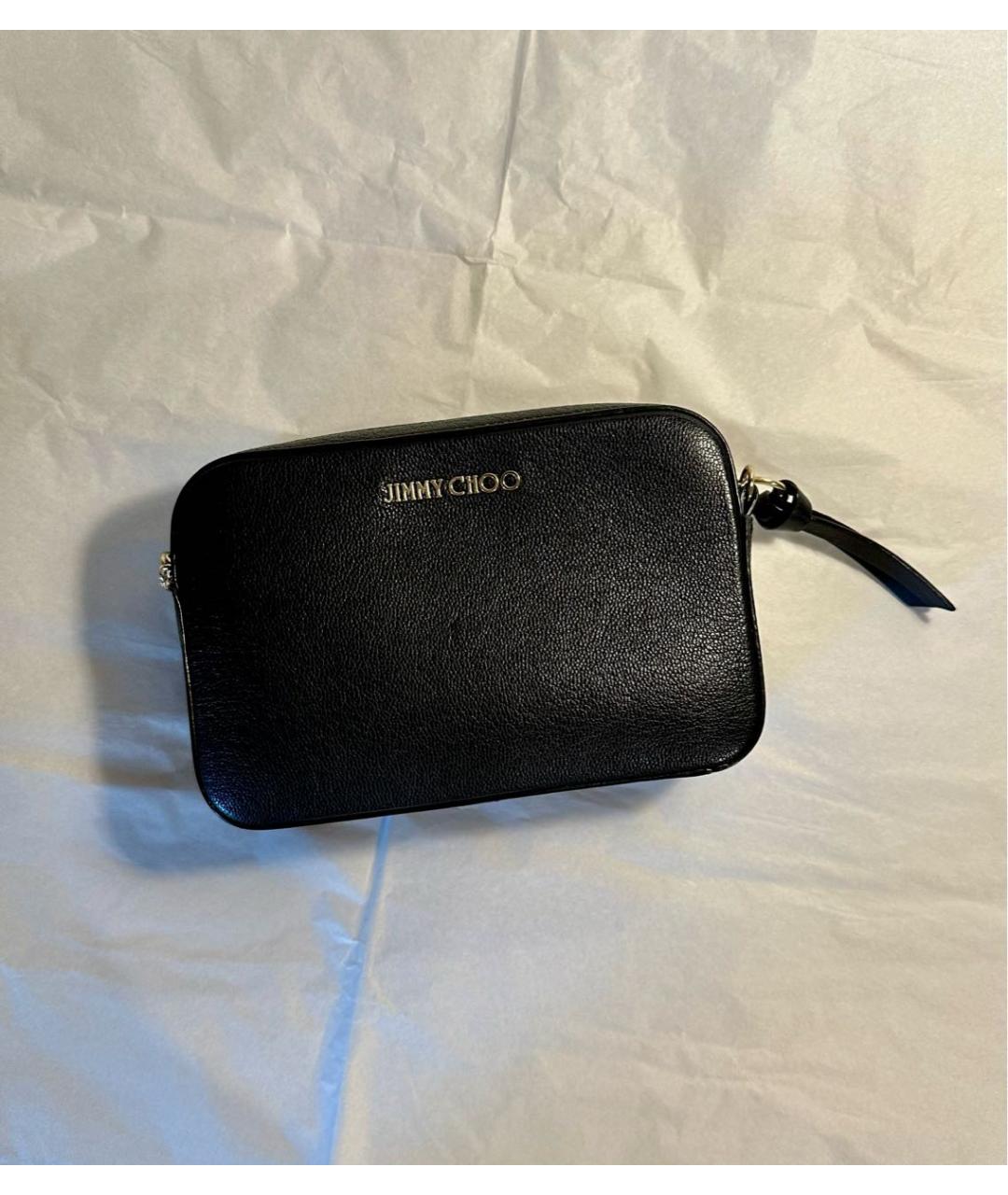 JIMMY CHOO Черная кожаная сумка через плечо, фото 3