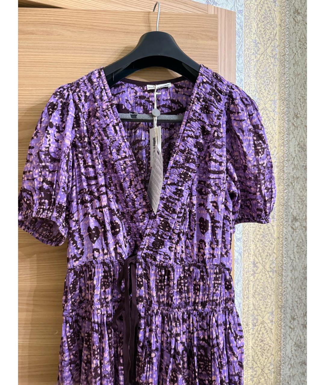 ULLA JOHNSON Фиолетовое хлопковое повседневное платье, фото 3