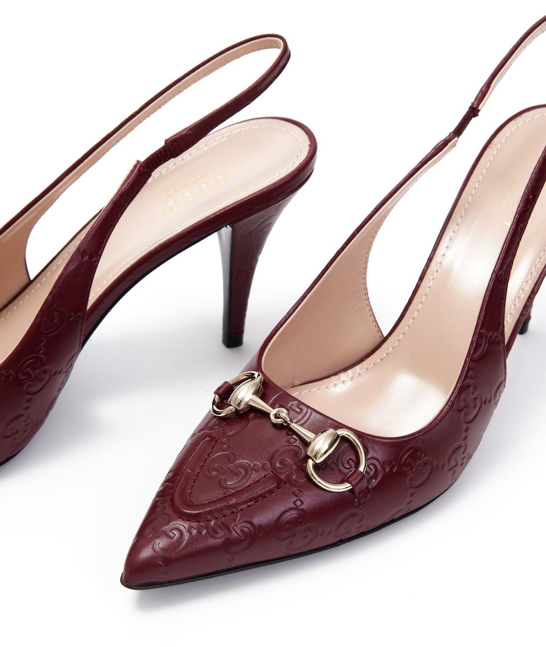 GUCCI Бордовые кожаные туфли, фото 5