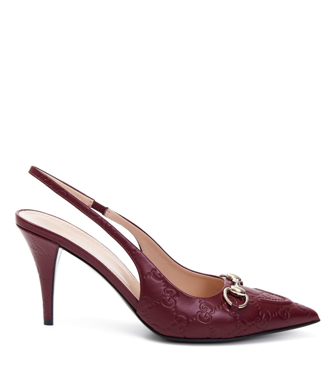 GUCCI Бордовые кожаные туфли, фото 8